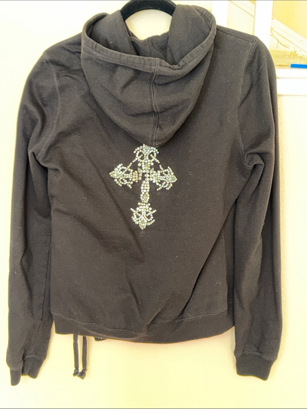 Vintage Twisted Heart Rhinestone Cross Hoodie and Pant set